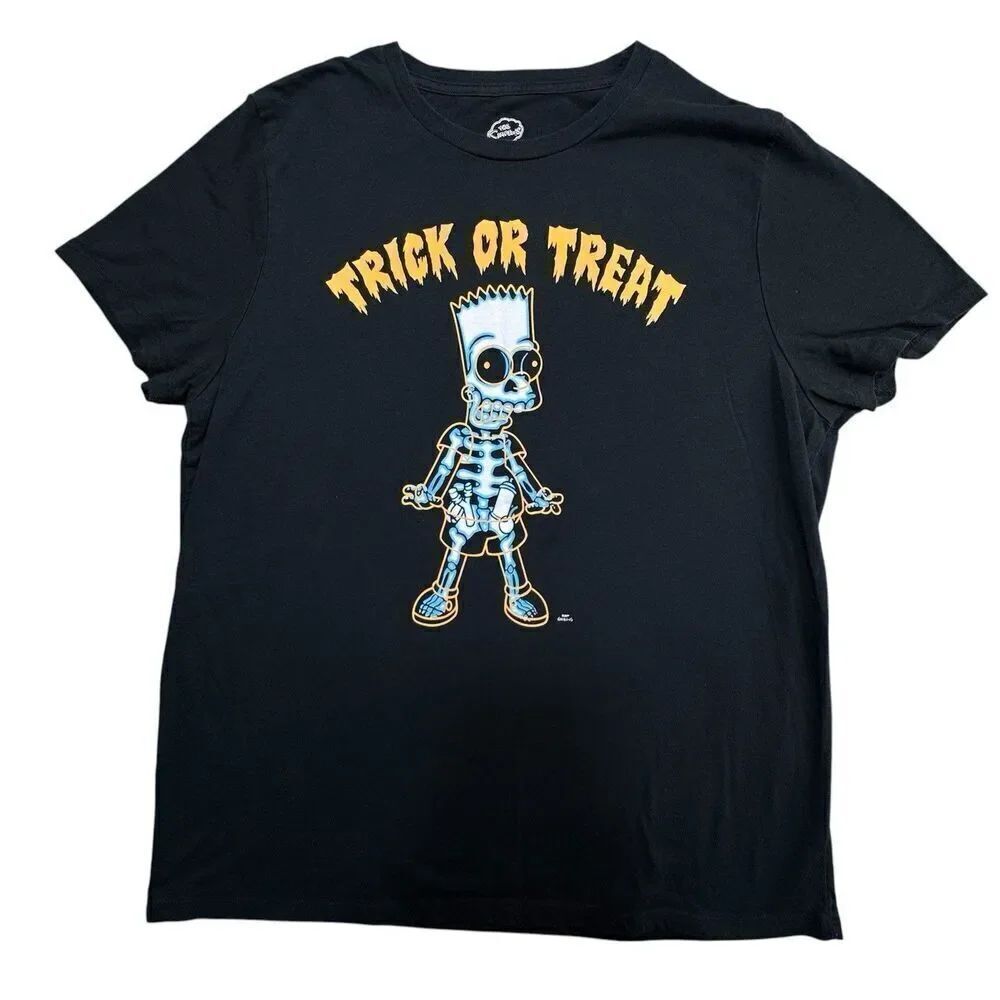 The Simpsons Sz XL Men's Trick Or Treat T-Shirt Short Sleeve Black Crew Neck